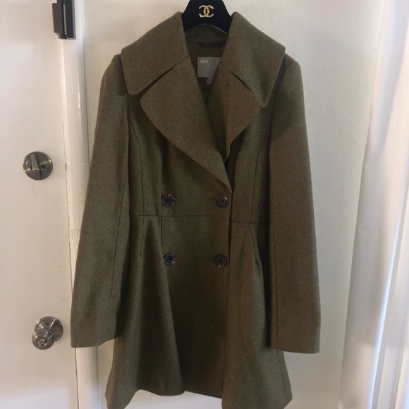 ASOS Olive Green Flared Coat - Picture 4 of 4